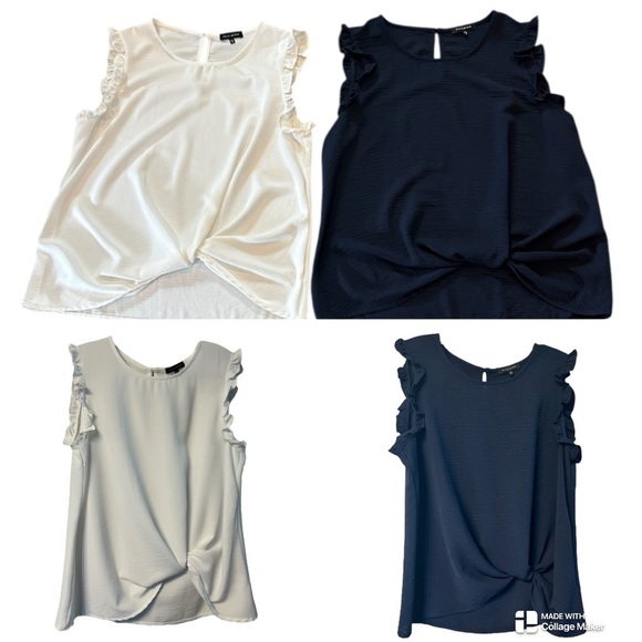 Pleione twist front Ruffle Sleeve Tops NWOT - Picture 1 of 7